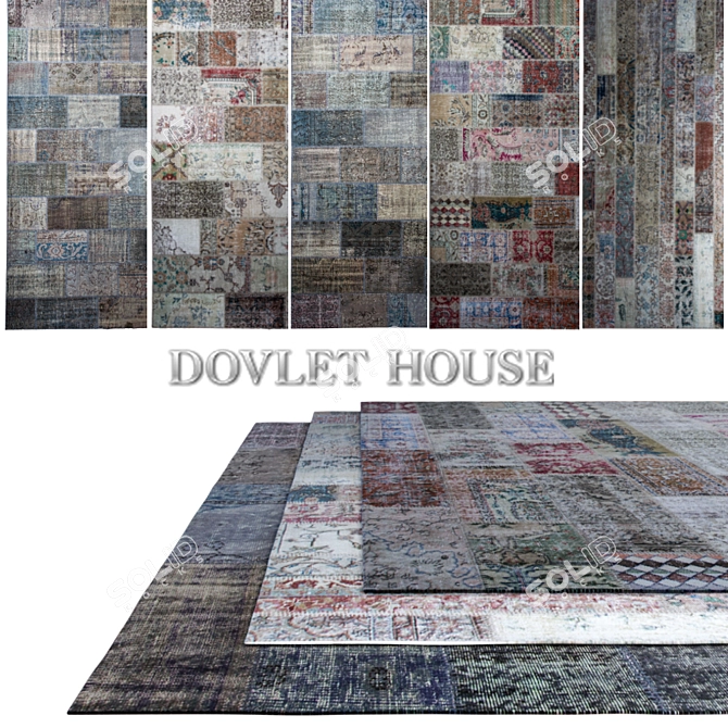 Modern Patchwork Carpets - Set of 5 (Part 26) 3D model image 1