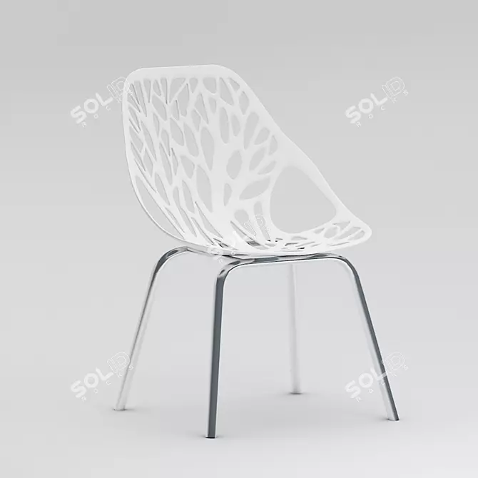 Elegant White Coral Chair 3D model image 1
