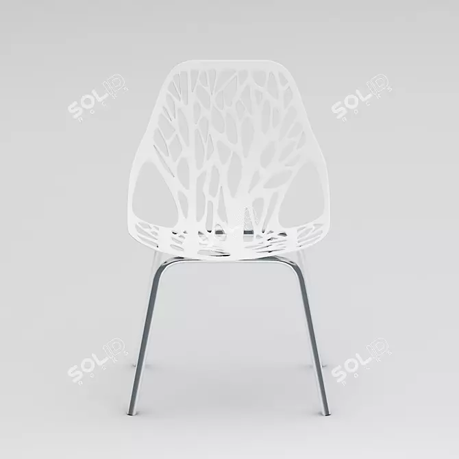 Elegant White Coral Chair 3D model image 2