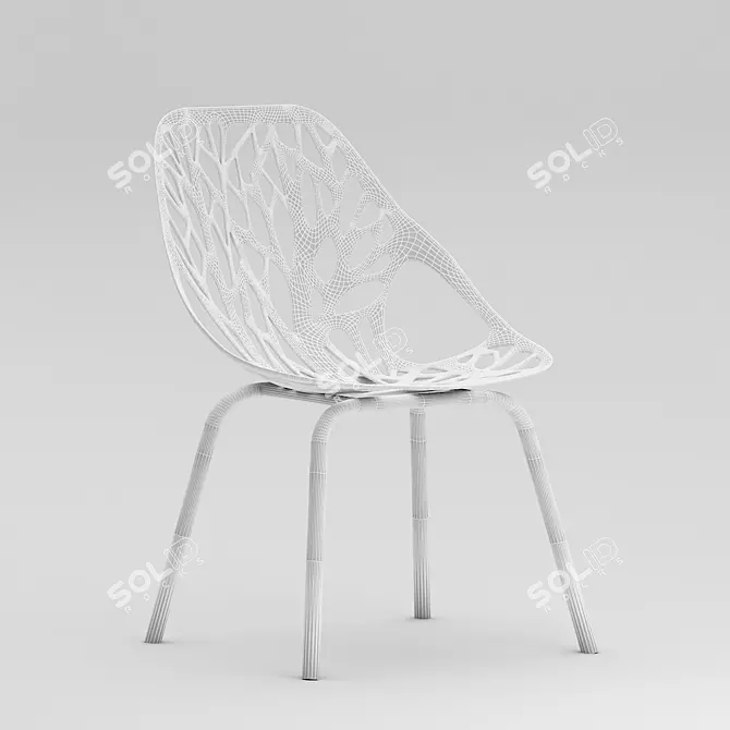 Elegant White Coral Chair 3D model image 3