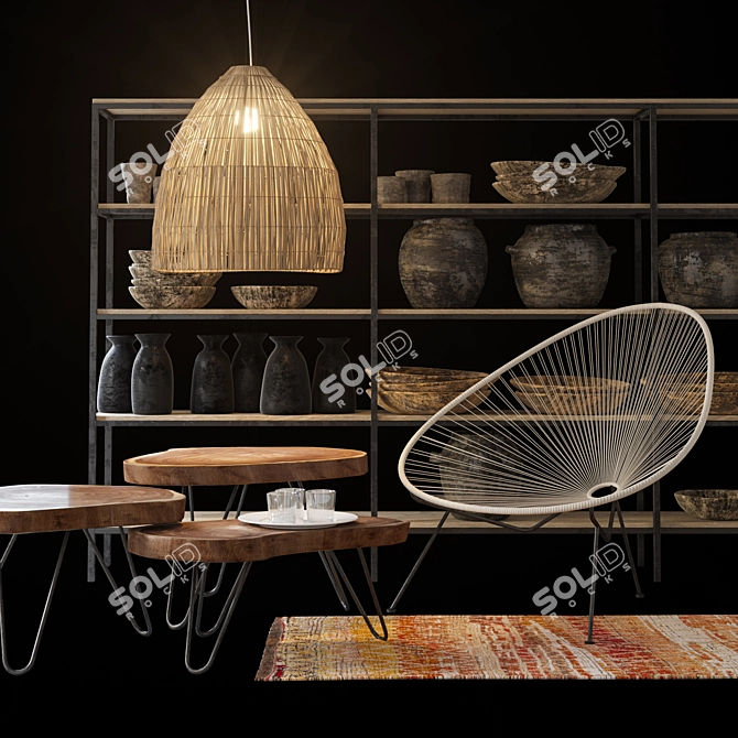 Authentic Ethnic Decor Set 3D model image 1