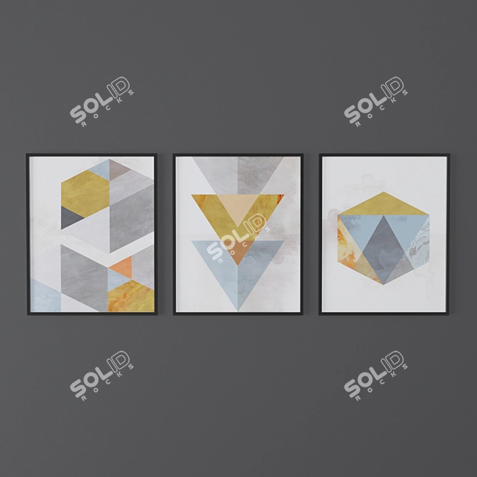 Geometric Prints Set: Modern 16" x 20" Art 3D model image 1