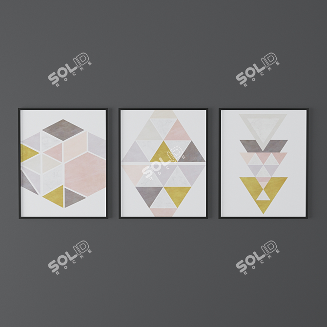 Geometric Prints Set: Modern 16" x 20" Art 3D model image 2