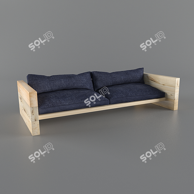 Elegant Wooden Armchair 3D model image 1