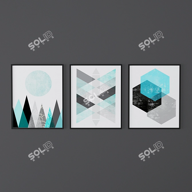 Geometric Art Prints Set 3D model image 1