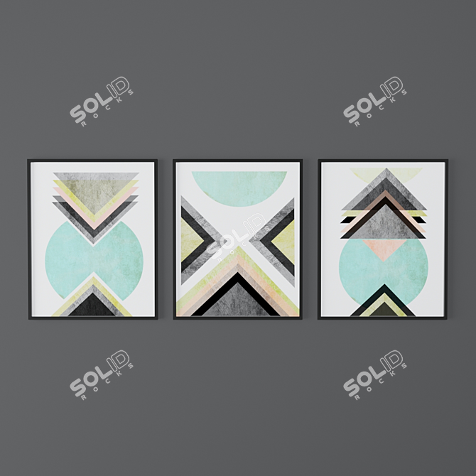 Geometric Art Prints Set 3D model image 2