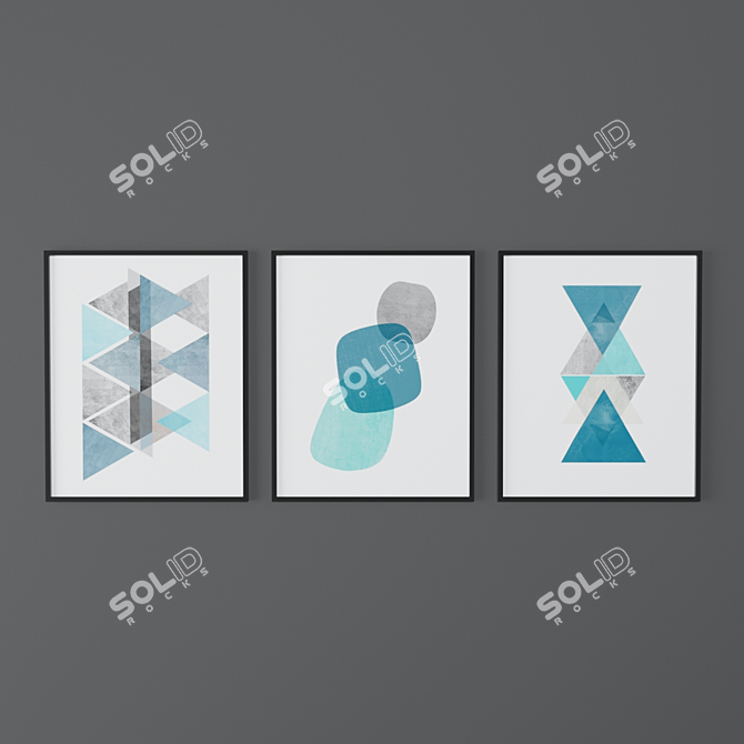 Geometric Art Prints Set 3D model image 3