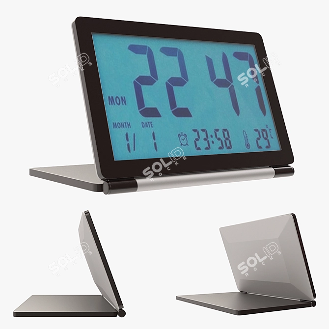 Folding LCD Travel Clock Desk 3D model image 1