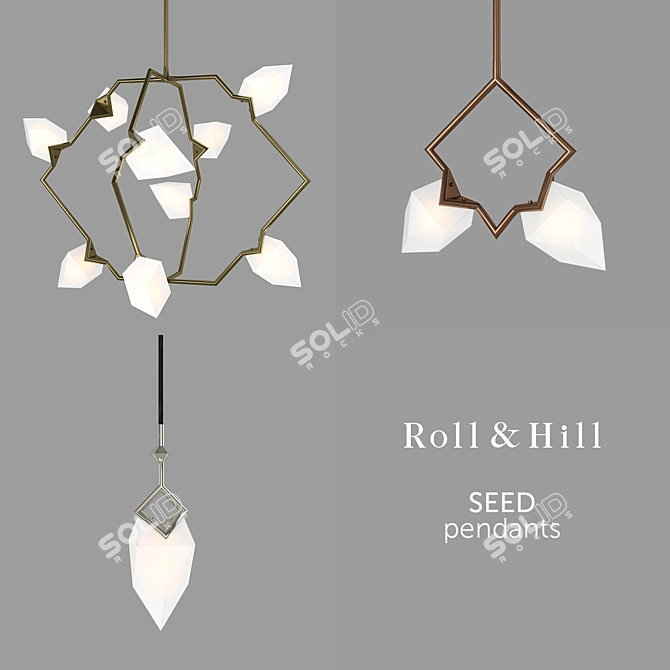 Polyhedral Glass Seed Pendant Lights 3D model image 1