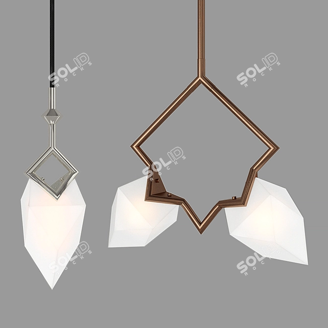 Polyhedral Glass Seed Pendant Lights 3D model image 3