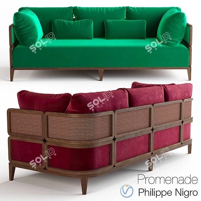 Promenade by Philippe Nigro: Luxurious Sofas & Chaise 3D model image 1