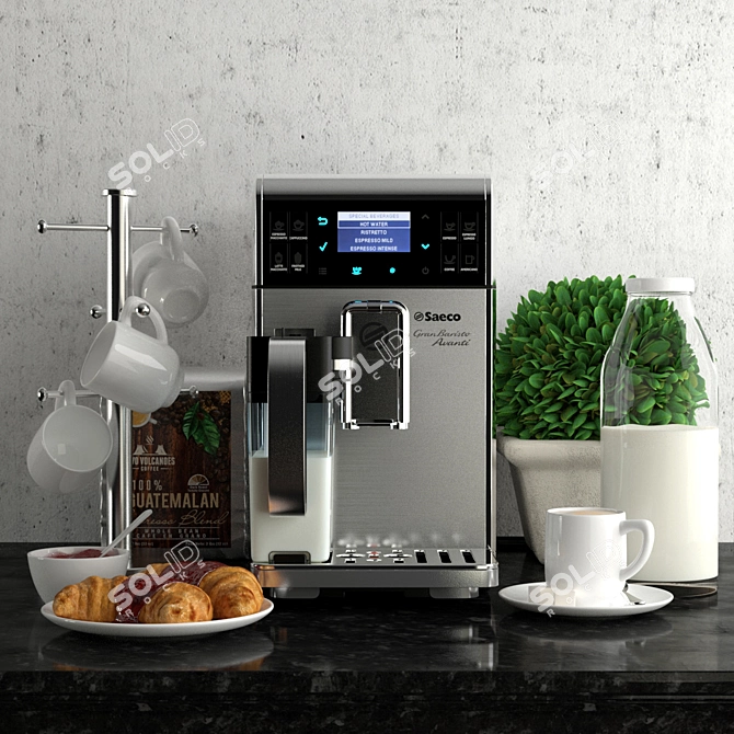 Sleek Coffee Machine & Mug Hanger 3D model image 1