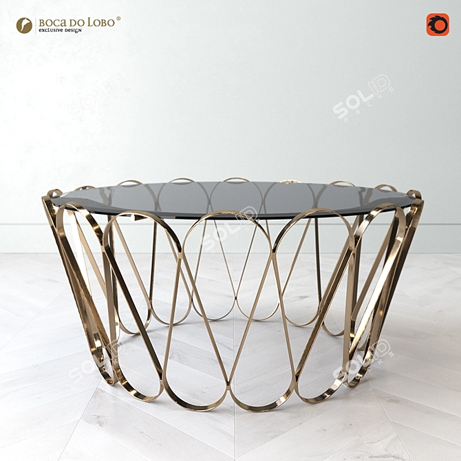 AQUARIUS Smoked Glass Stainless Steel Center Table 3D model image 1