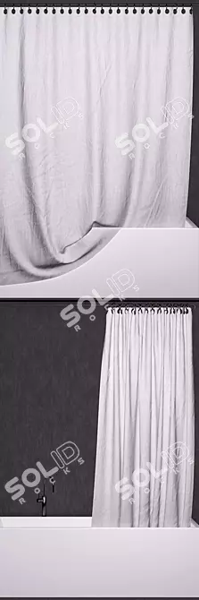 Elegant Bathroom Set: Curtains, Bathtub, Faucet 3D model image 2