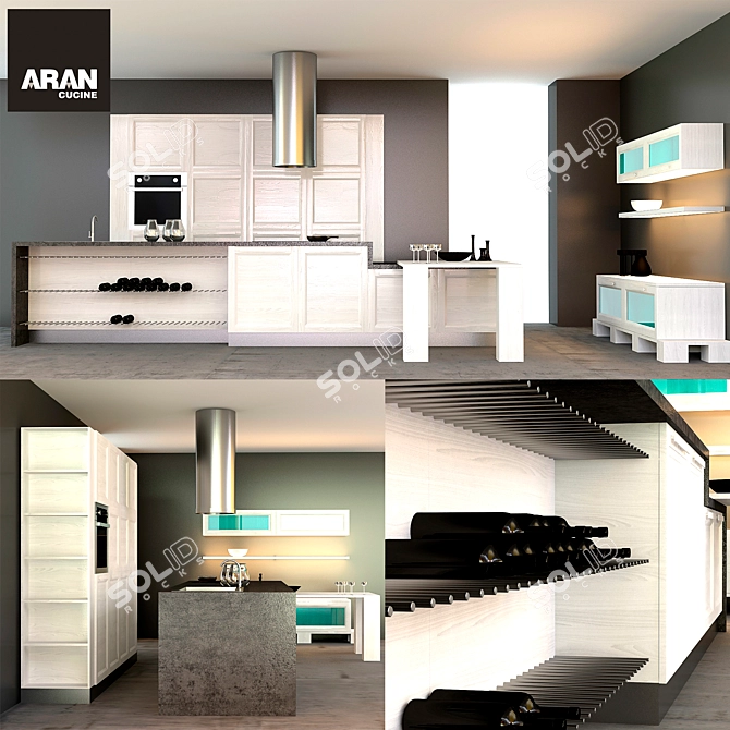 Italian Designer Kitchen 3D model image 1