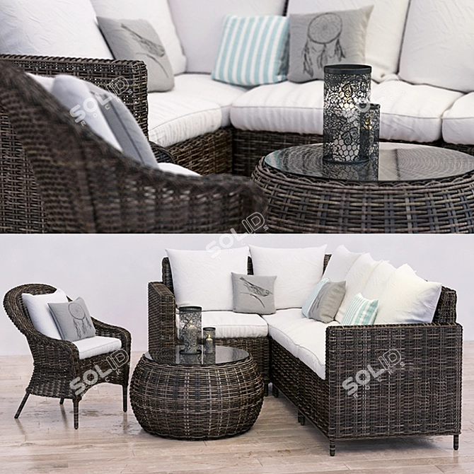 Pottery Barn Torrey Wicker Sectional Set
(1 млн полигонов, Espresso, 2016, Vray 3D model image 1