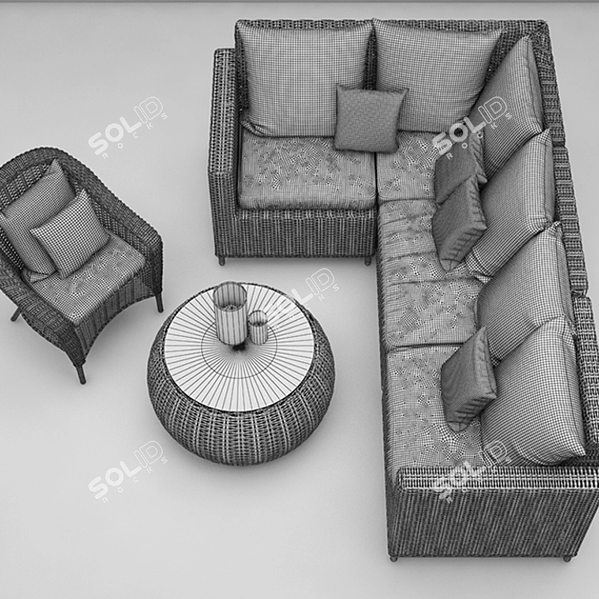 Pottery Barn Torrey Wicker Sectional Set
(1 млн полигонов, Espresso, 2016, Vray 3D model image 3