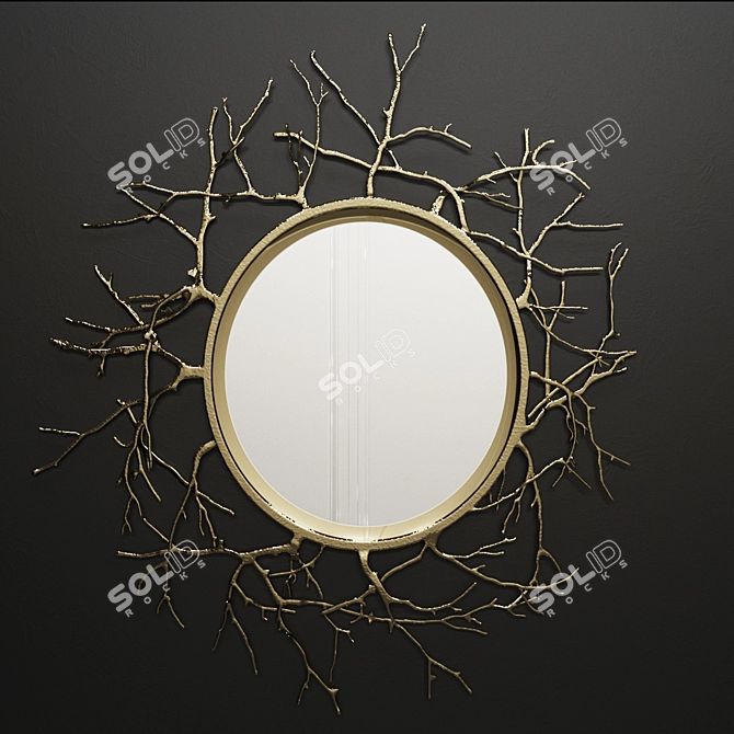 Rustic Round Twig Mirror 3D model image 1