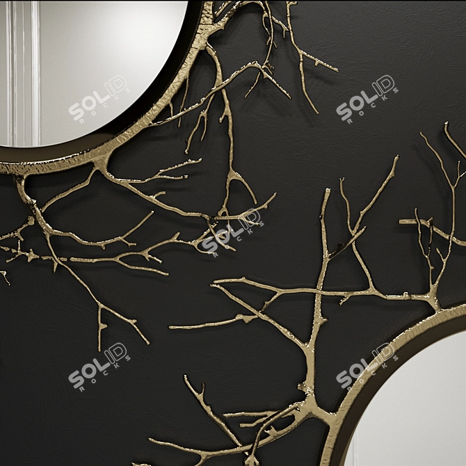 Rustic Round Twig Mirror 3D model image 2