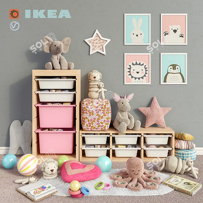 IKEA Toy Storage Set: Furniture, Decor & More 3D model image 1