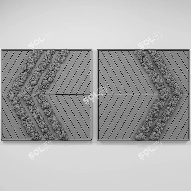 Natural Moss Wood Panel - H 600mm 3D model image 3