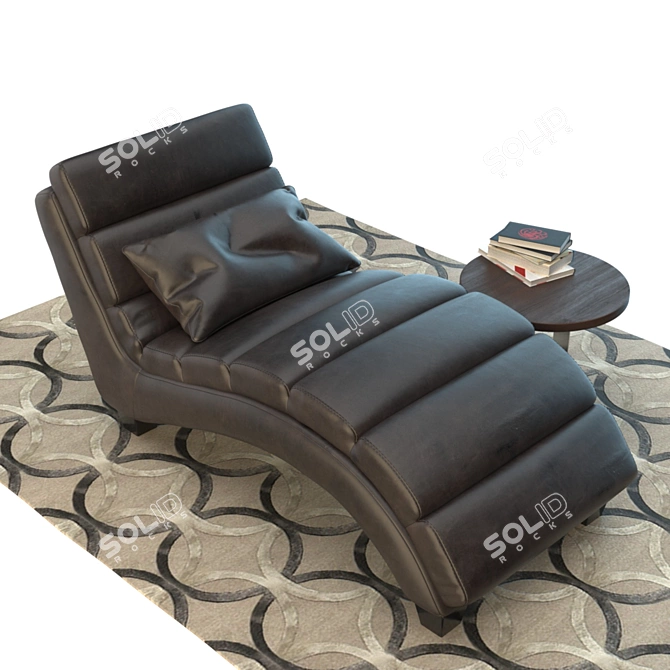 Elegant Chocolate Leather Sofa 3D model image 2