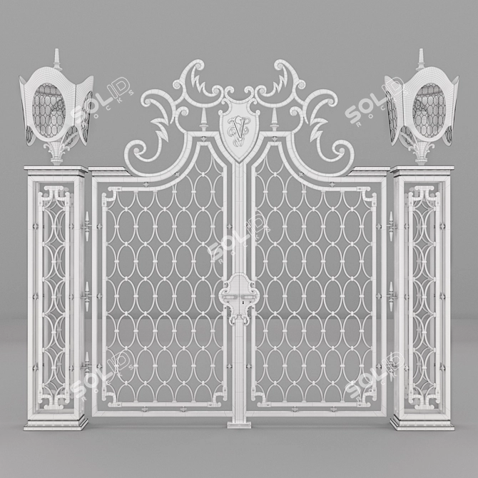 Elegant Baroque Residence Doors 3D model image 2