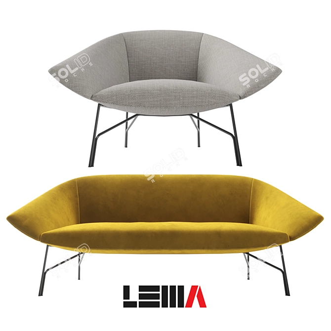 Lennox Lema Sofa & Armchair: Luxurious Comfort in Every Stitch 3D model image 1