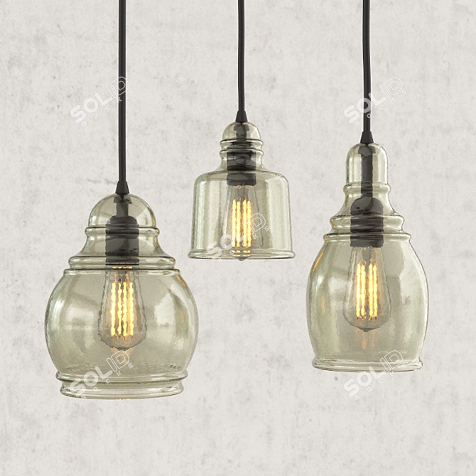 Paxton Glass Pendant: Stylish Illumination 3D model image 1