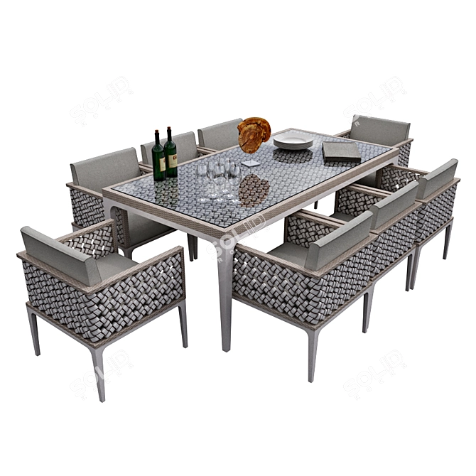 Heart Dining Set | Rattan Woven | Weatherproof 3D model image 1