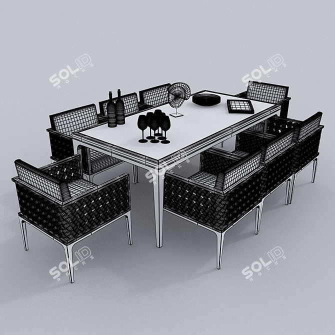 Heart Dining Set | Rattan Woven | Weatherproof 3D model image 2