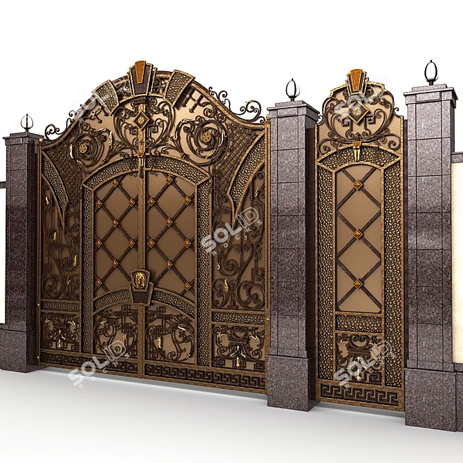 Elegant Enclave Gate with Side Door 3D model image 1