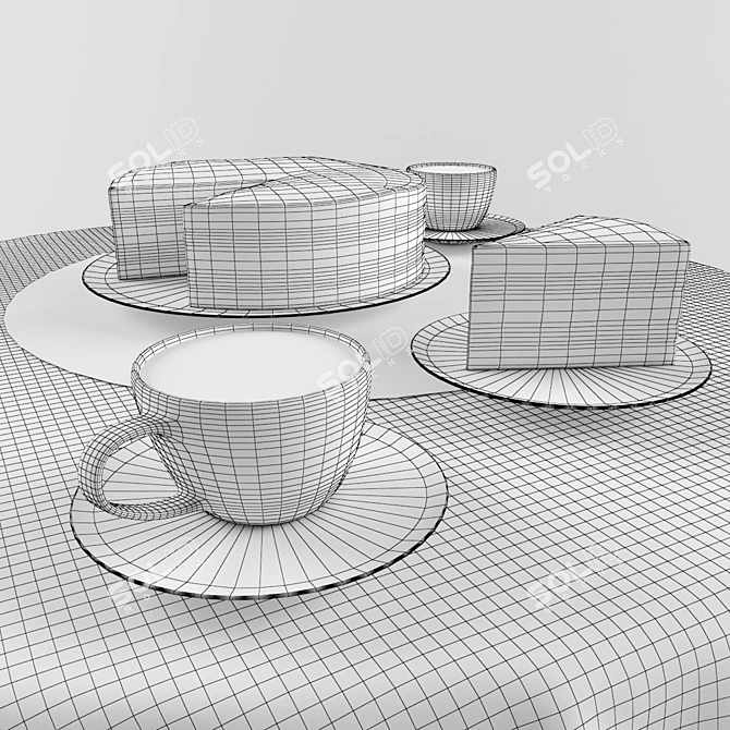 Decadent Chocolate Cake & Cappuccino 3D model image 3