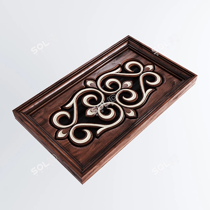 Uzbek Woodcarving Panel 3D model image 1