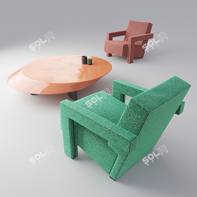 Elegant Cassina Set with Utrecht Chair and Accordo Table 3D model image 1