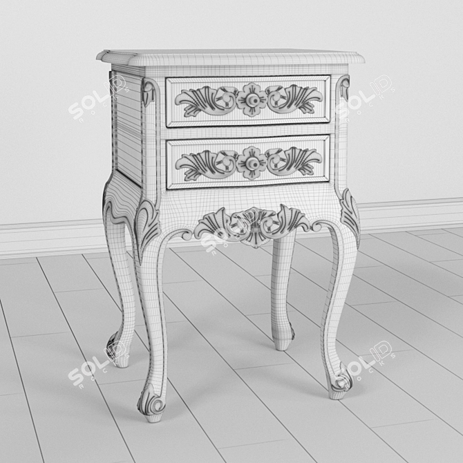 French Flair 2-Drawer Gold Leaf Side Table 3D model image 2