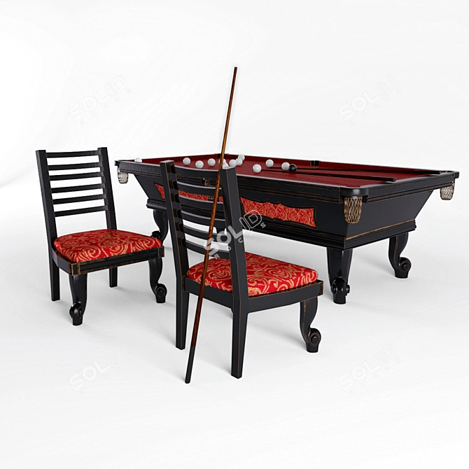 Elegant Billiard Set 3D model image 2