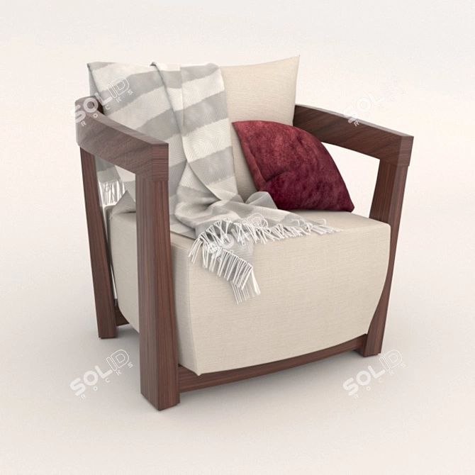 Cozy Cushioned Armchair 3D model image 1