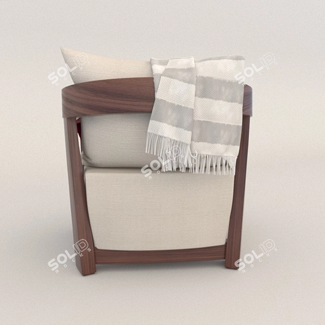 Cozy Cushioned Armchair 3D model image 2