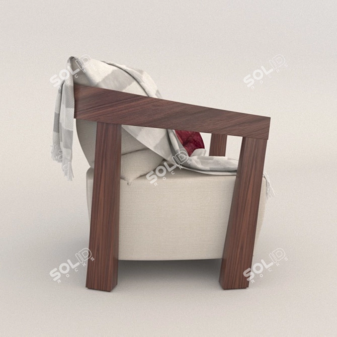 Cozy Cushioned Armchair 3D model image 3