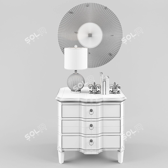 Rattan Mirror and Table Decor 3D model image 3