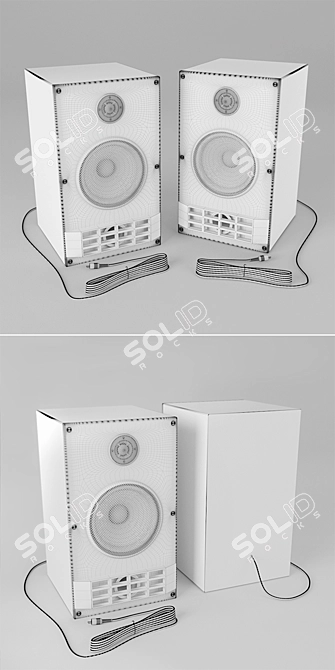 Premium 2-Way Acoustic Speakers 3D model image 3