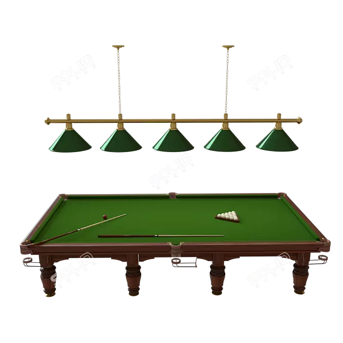 Regent Billiard Table: Prestige Golden Green Lighting 3D model image 1