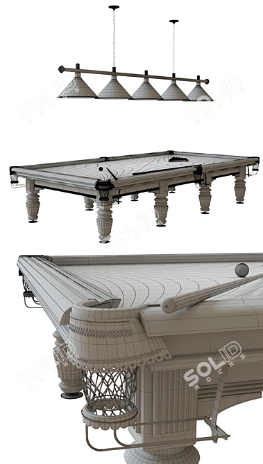 Regent Billiard Table: Prestige Golden Green Lighting 3D model image 3