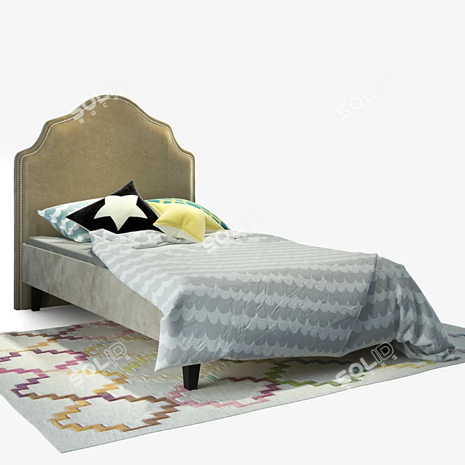 Princess Wine Single Bed Set 3D model image 2