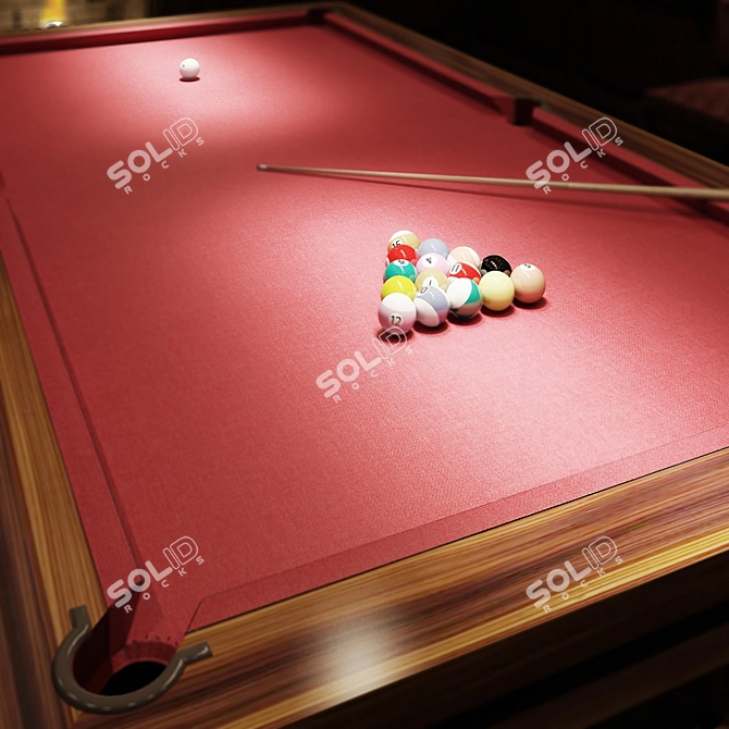 Complete Billiards Set with Table, Cue, Chair & Accessories 3D model image 2