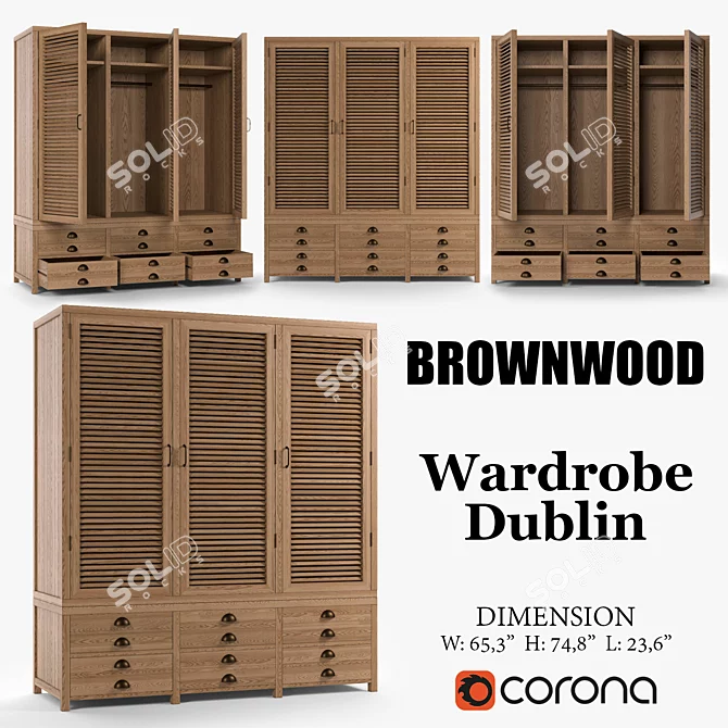 Dublin Corona Wardrobe: Stylish Storage Solution 3D model image 1