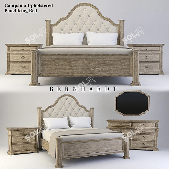 Bernhardt Campania King Upholstered Panel Bed 3D model image 1
