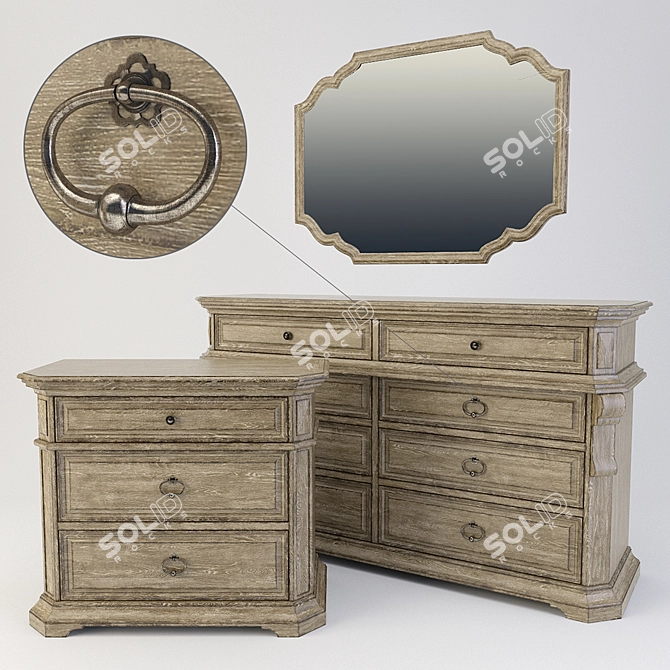 Bernhardt Campania King Upholstered Panel Bed 3D model image 2