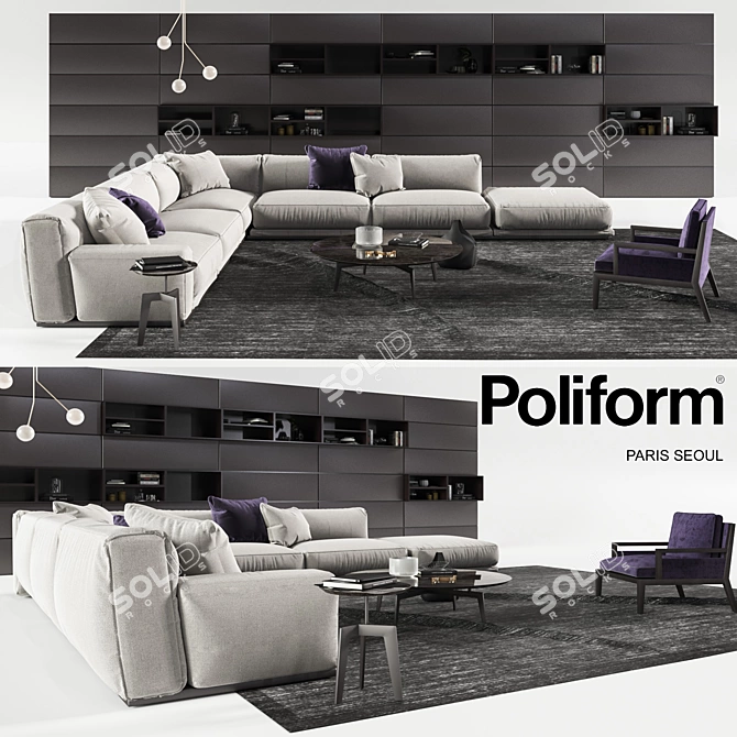 Poliform Paris Set: Stylish Furniture & Decor 3D model image 2